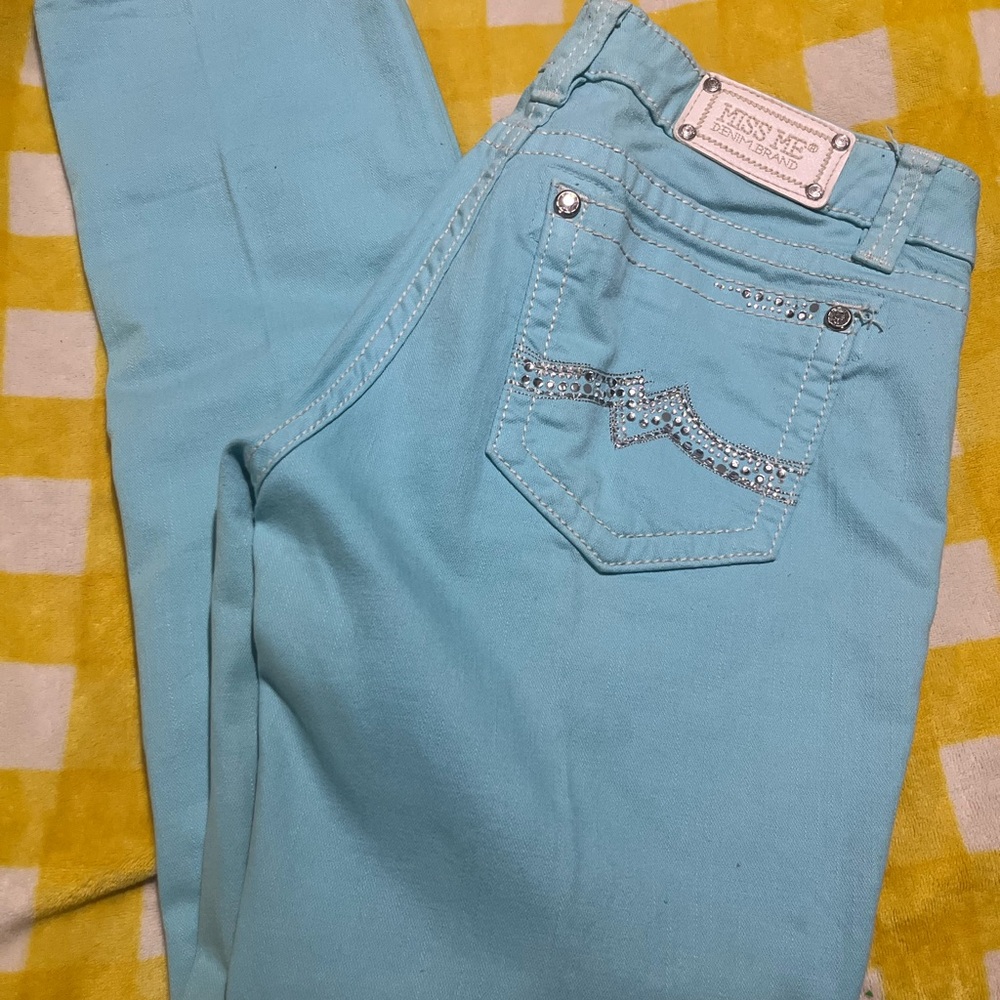 Miss Me Light Blue Women's Skinny Jeans with Embellished Pocket
